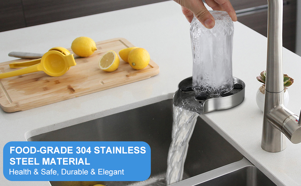 Glass Rinser for Kitchen Sink,Glass Washer with 360 ° Rotation,304