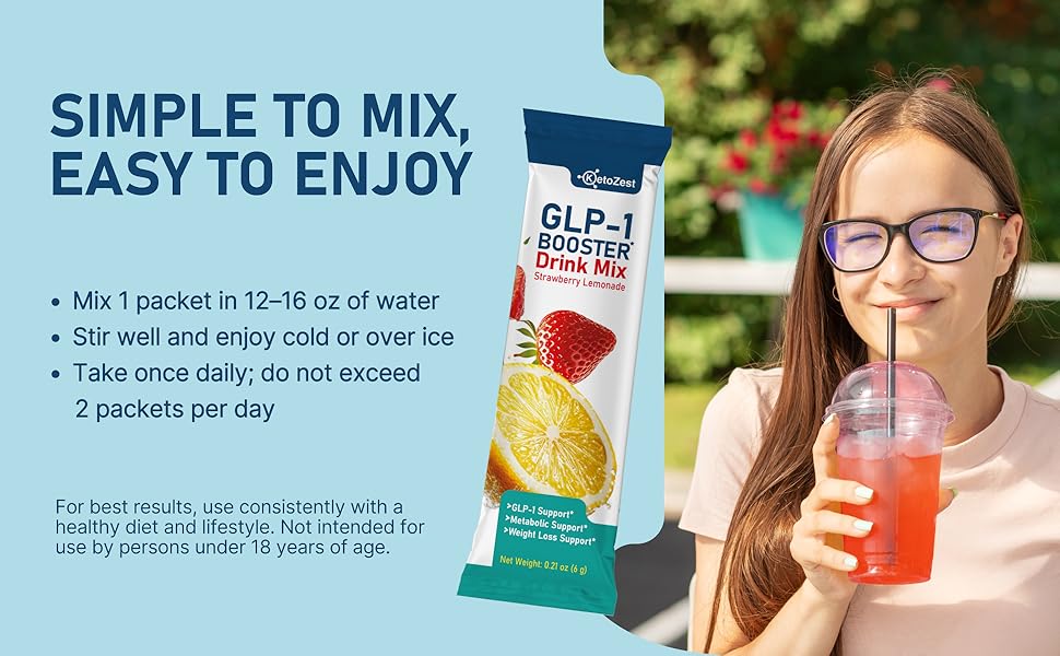 Simple mixing instructions: 1 packet in 12-16oz water, take once daily, maximum 2/day
