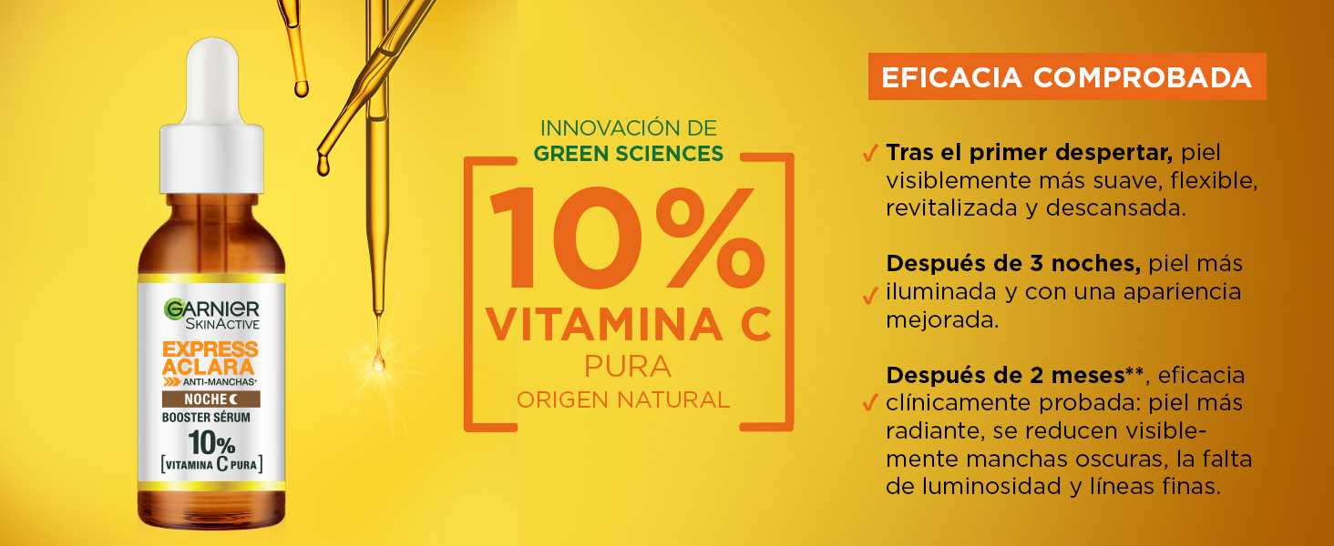 garnier Express Aclara Vitamina C Serum Noche Eficacia Comprobada  