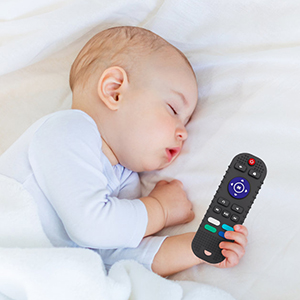 black remote control teething toy