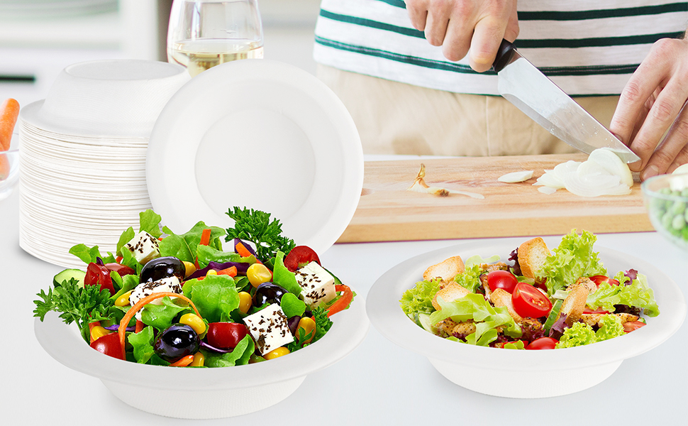 Disposable Paper Bowls Bulk 12 oz125 Pack Compostable