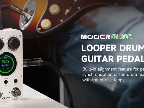 MOOER GL100 Looper Pedal Drum Machine, 2 in 1 Drum Looper