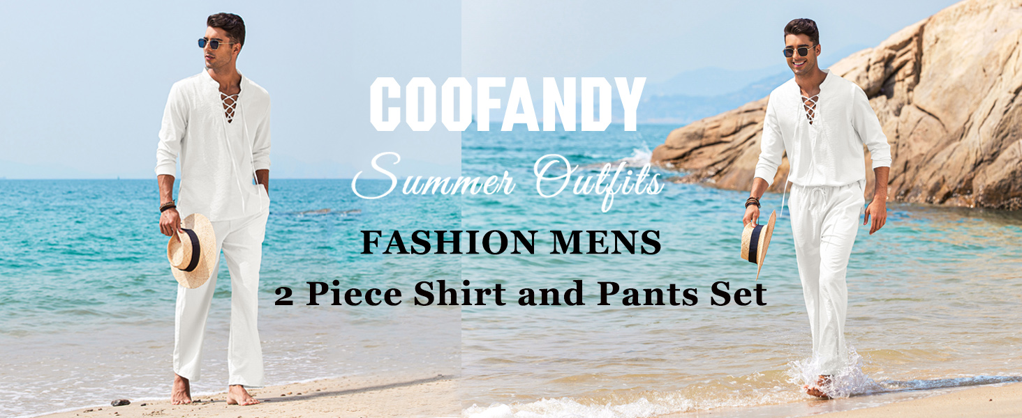 Mens Shirt and Pants Set 2 Piece Outfits