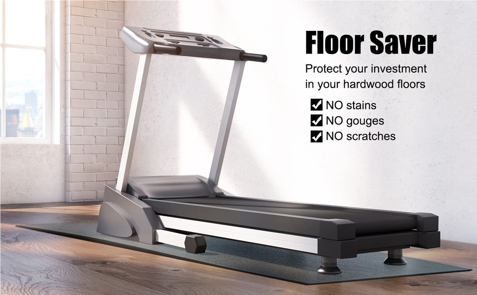 Black Exercise Bike Treadmill Mat,2M NonSlip HighDensity Gym Floor