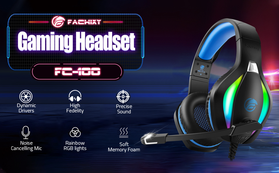 Fachixy FC100 Gaming Headset for PS4/PS5/PC/Xbox/Nintendo Switch, Xbox