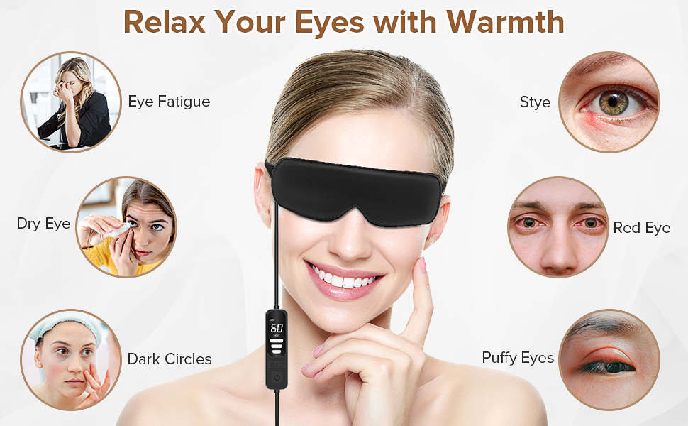 Warm Eye Compress for Dry Eyes, Electric Heated Eye Mask, Eye Heating