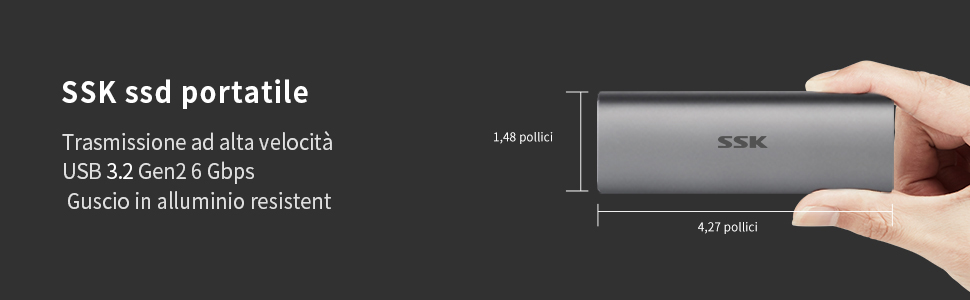 SSK Extreme da 128GB SSD portatile,USB 3.2 Gen2 (6 Gbps) Unità a stato solido esterne