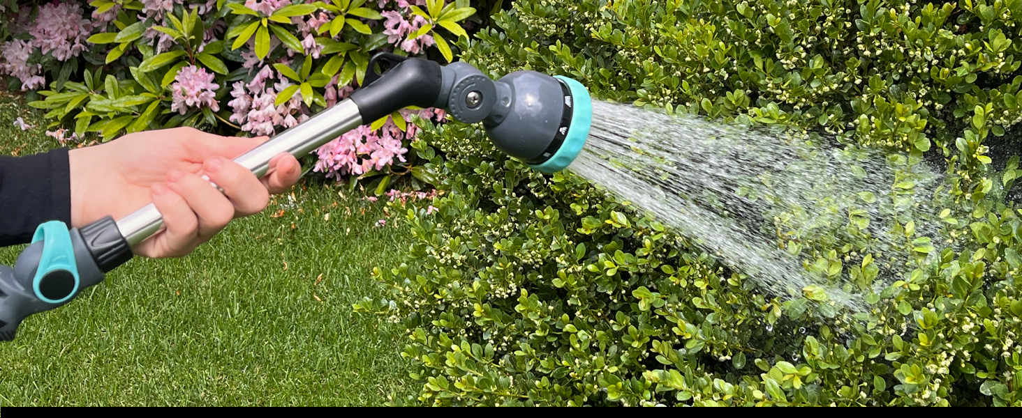 New England Garden Tools 600001 18 Inch Watering Wand 9 Spray Pattern Comfort Grip Pivot Head Thumb