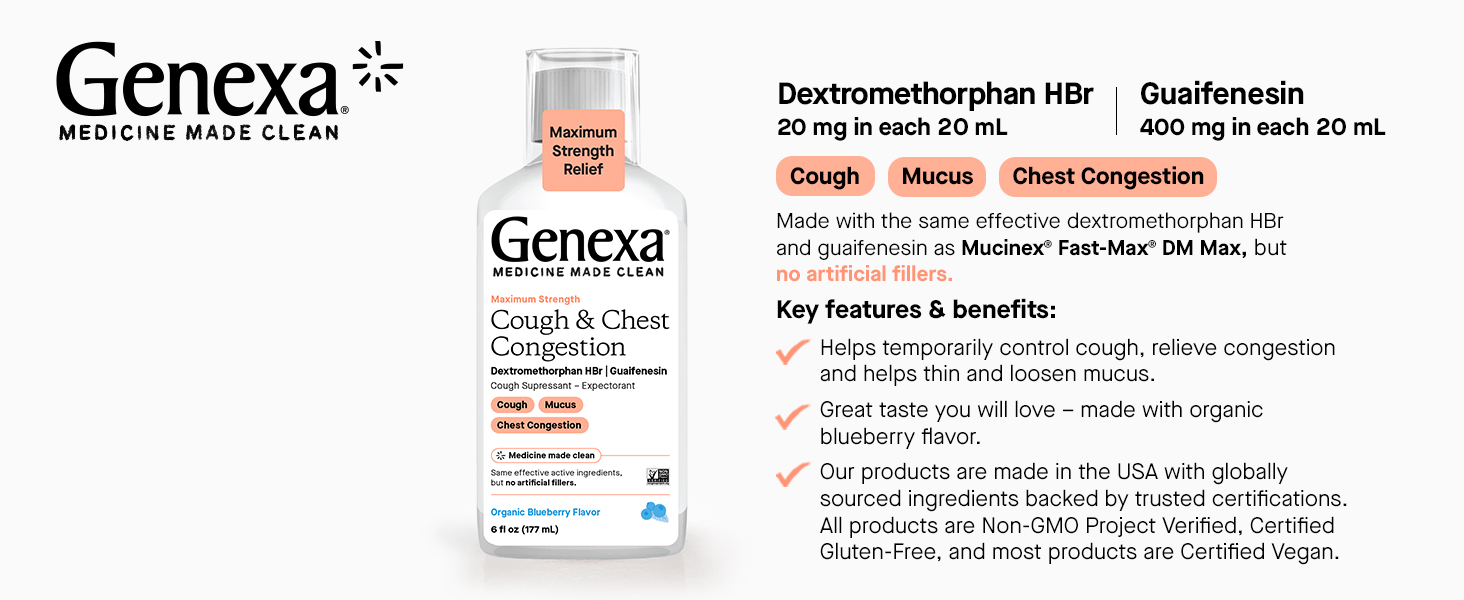 Genexa Liquid Cough & Chest Congestion Medicine for Adults