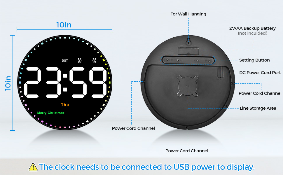 SZELAM Digital Wall Clock,16" Digital Clock Large Display