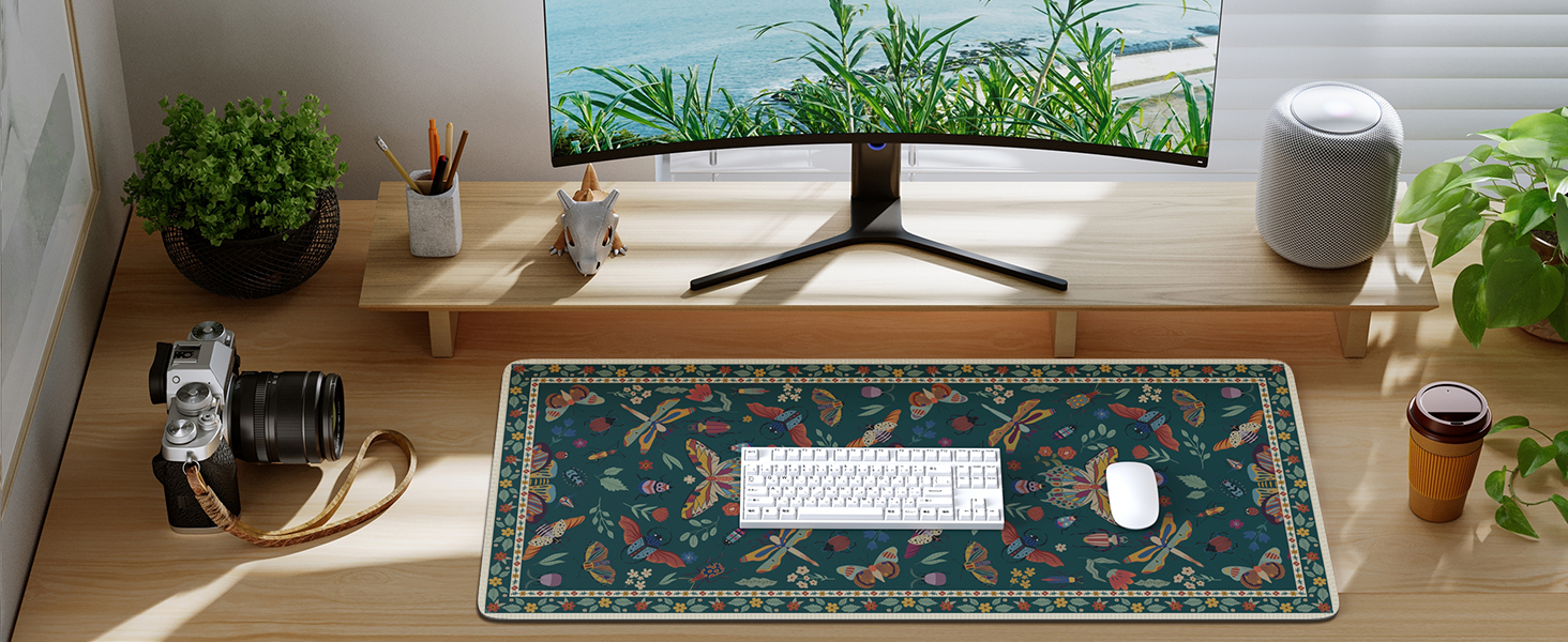 HAOCOO Floral Desk Mat, Large Desk Pad, Desk Mat for