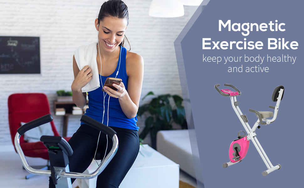 Soozier Foldable Exercise Bike w/ 8 Level Resistance, Indoor