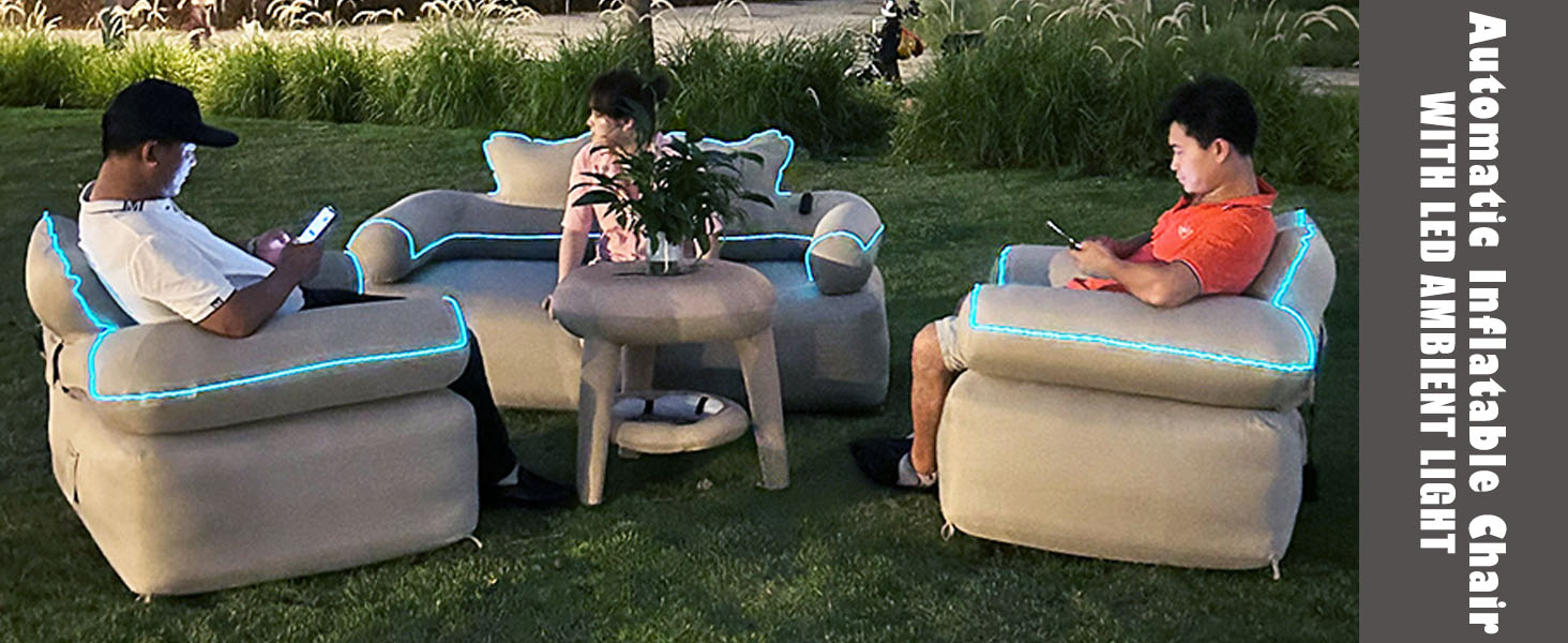 rutell Inflatable Sofa,Blow up Couch Lounger with Builtin