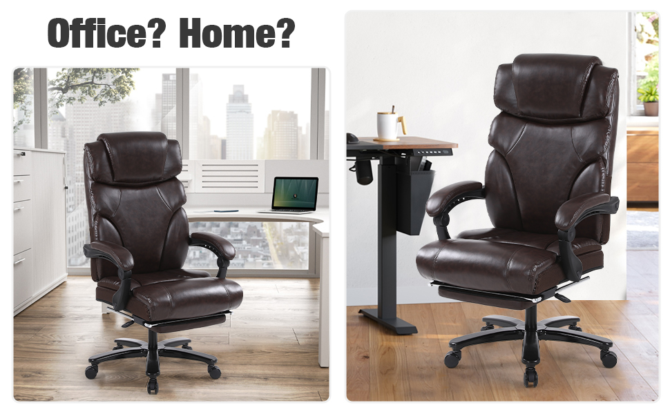 KCREAM Big and Tall Executive Office Chair 400lb Ergonomic Leather