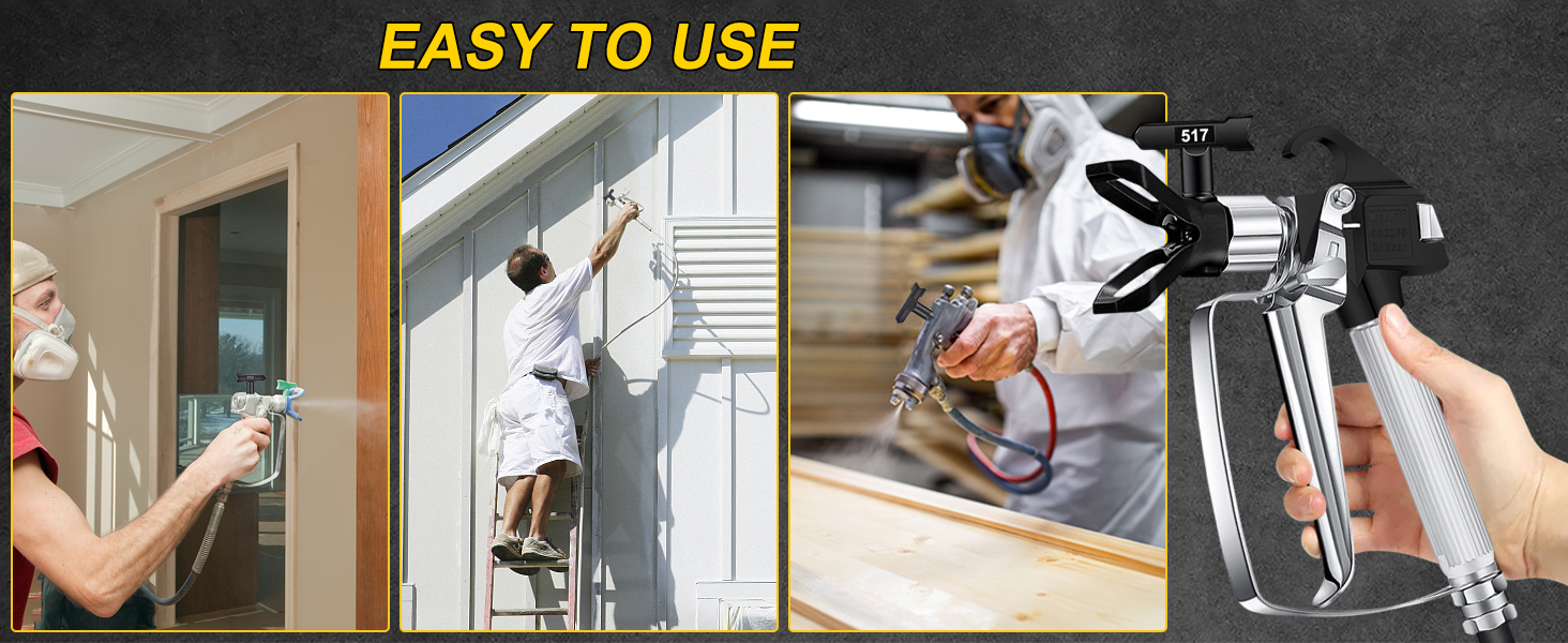 Airless Paint Sprayer Gun with 517 Spray Tip and Tip Guard