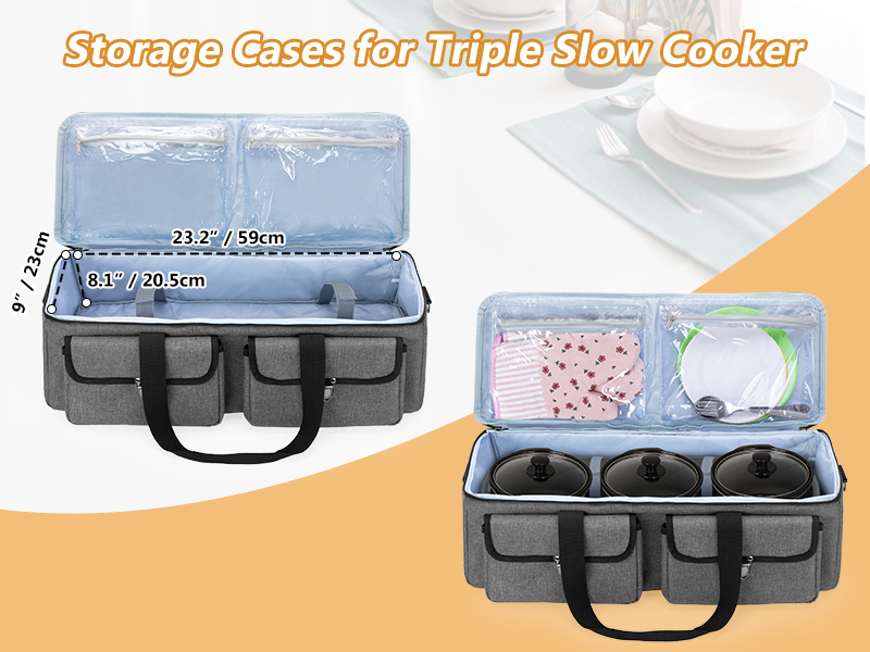 YARWO Double/Triple Slow Cooker Travel Bag (23.4L x 9.2W x