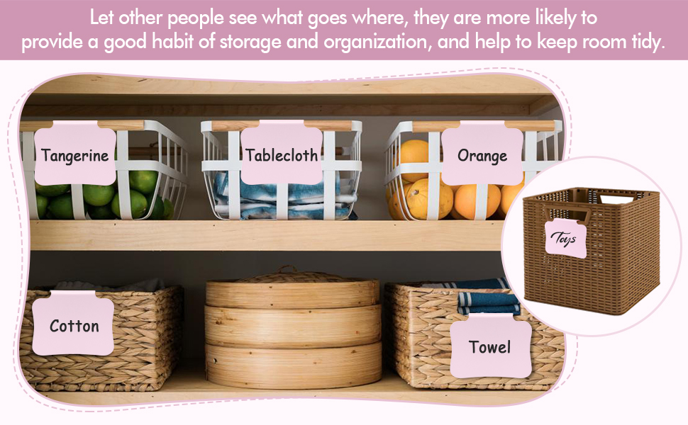 20PCS Plastic Basket Labels Clip On Removable Basket Bin