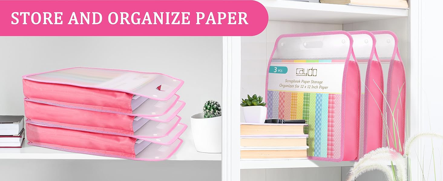 Caydo Scrapbook Paper Storage Organizer, Pink Expanding