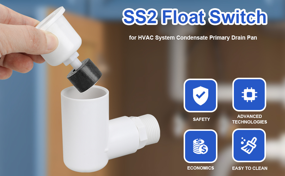 Amazon.com: SS2 Float Switch L Shape Safe-T-Switch for HVAC Drain Pan ...