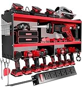 Spampur Power Tool Organizer Wall Mount with Charging Station, 15 Min Assembly & Maximum 420lbs L...