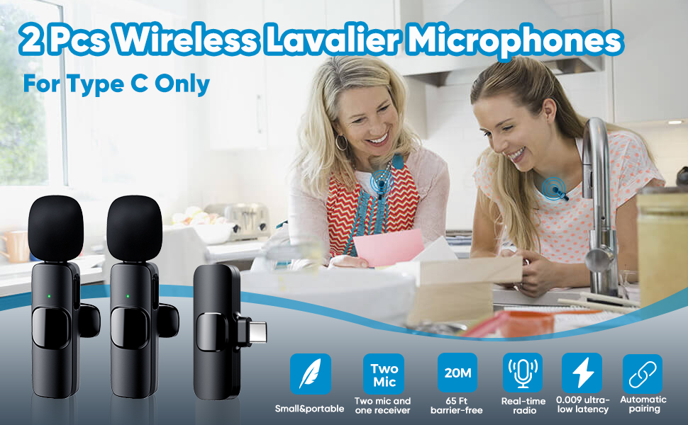 New! Upgraded CHOCOGEM® Dual Wireless Microphone for USBC Phone/iPhone