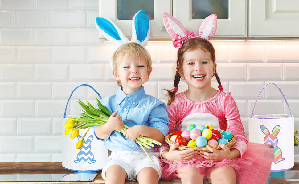 Easter Baskets for Kids Boys and Girls Easter Egg Hunt Baskets, Cute Sequin