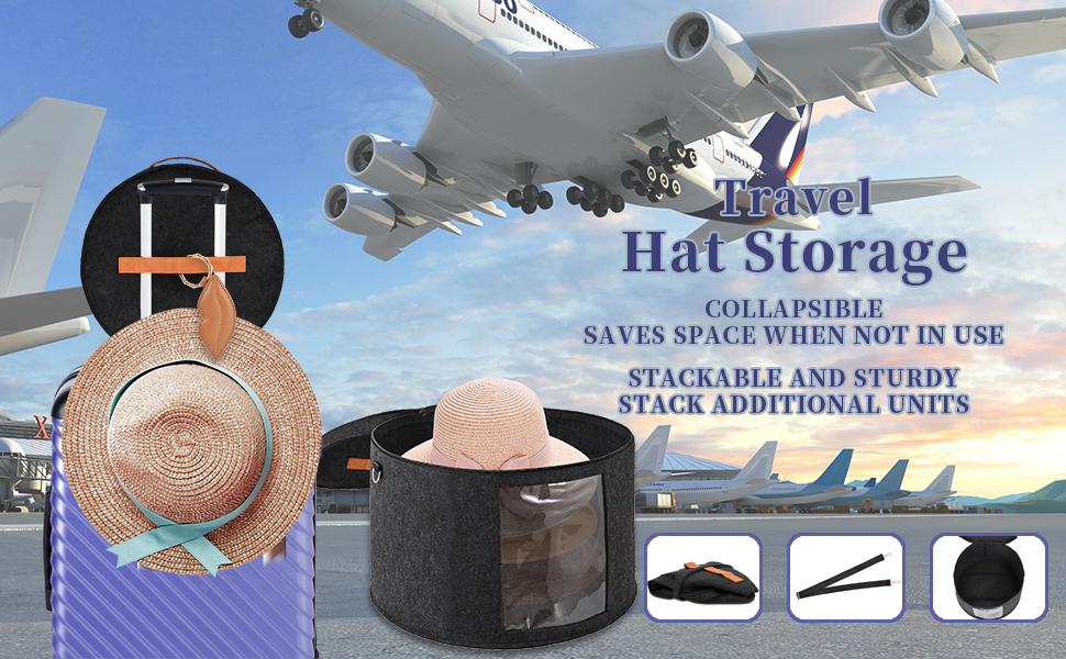 POKOTO Hat Storage Box for Women & Men, Large Hat Box