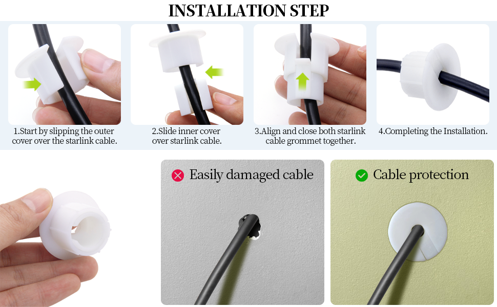 1inch Premium Wall Bushing for Starlink Dishy Cable, Durable FeedThrough
