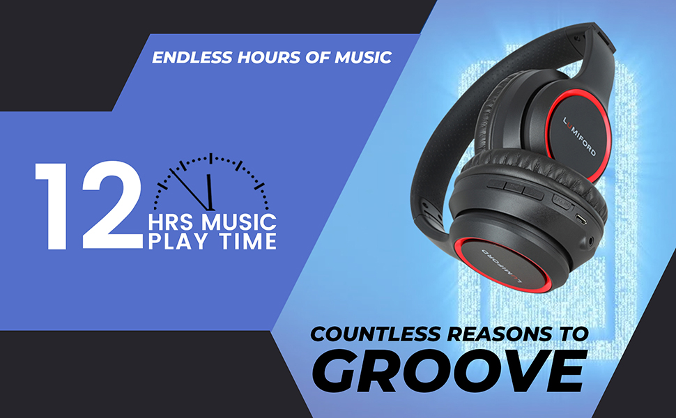 LUMIFORD HD60 OverEar Wireless Headphones with Builtin mic, Dual