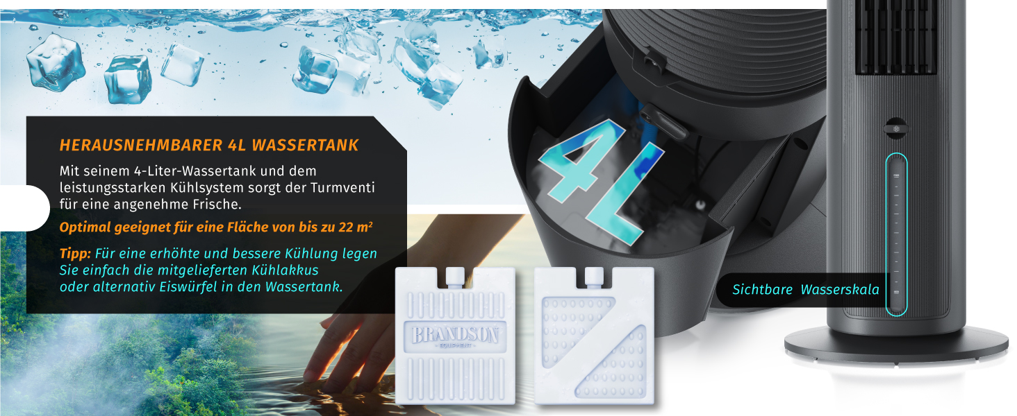 Brandson - Turmventilator mit Wasserkühlung - Preisträger 2025 - leise - mobile Klimaanlage ohne Abluftschlauch - großes 223e4b7a 6237 4502 839c A8657ca7f593. CR0,0,1464,600 PT0 SX1464 V1