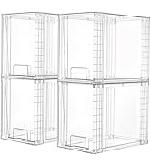 Vtopmart 4 Pack Clear Stackable Storage Drawers,9.7" H Plastic Organizers Bins for Skincare, Bath...
