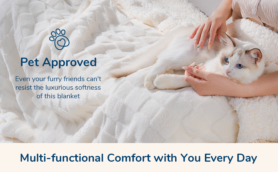 Lessymo Fleece Throw Blanket for Couch, Jacquard Sherpa