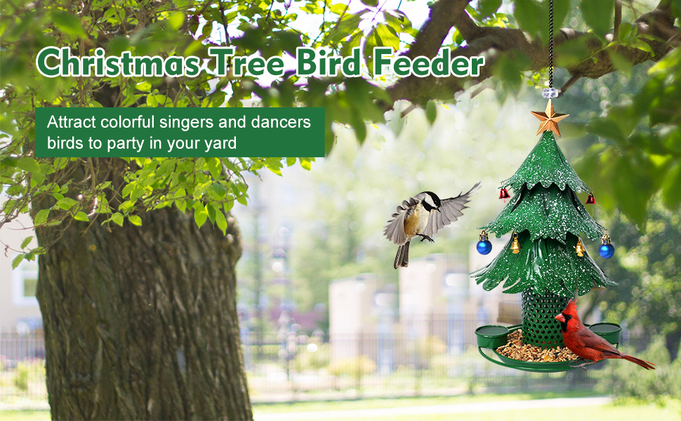 Christmas Tree Bird Feeder for Outdoor Hanging Wild Bird Feeder Decora