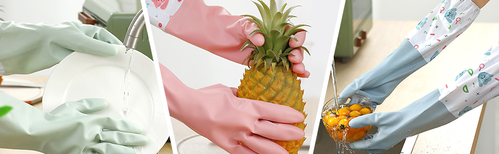 Dishwashing Gloves with Cotton Flock Liner