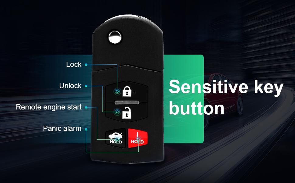 VOFONO 4 Buttons Keyless Entry Remote Car Key Fob