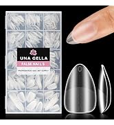UNA GELLA Short Almond Gel X Nail Tips, 504Pcs Short Almond Nail Tips 15 Sizes Almond Shape Soft ...