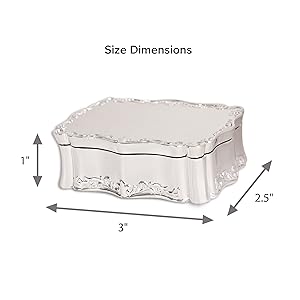 Silver Rectagle Jelwery Box dimensions