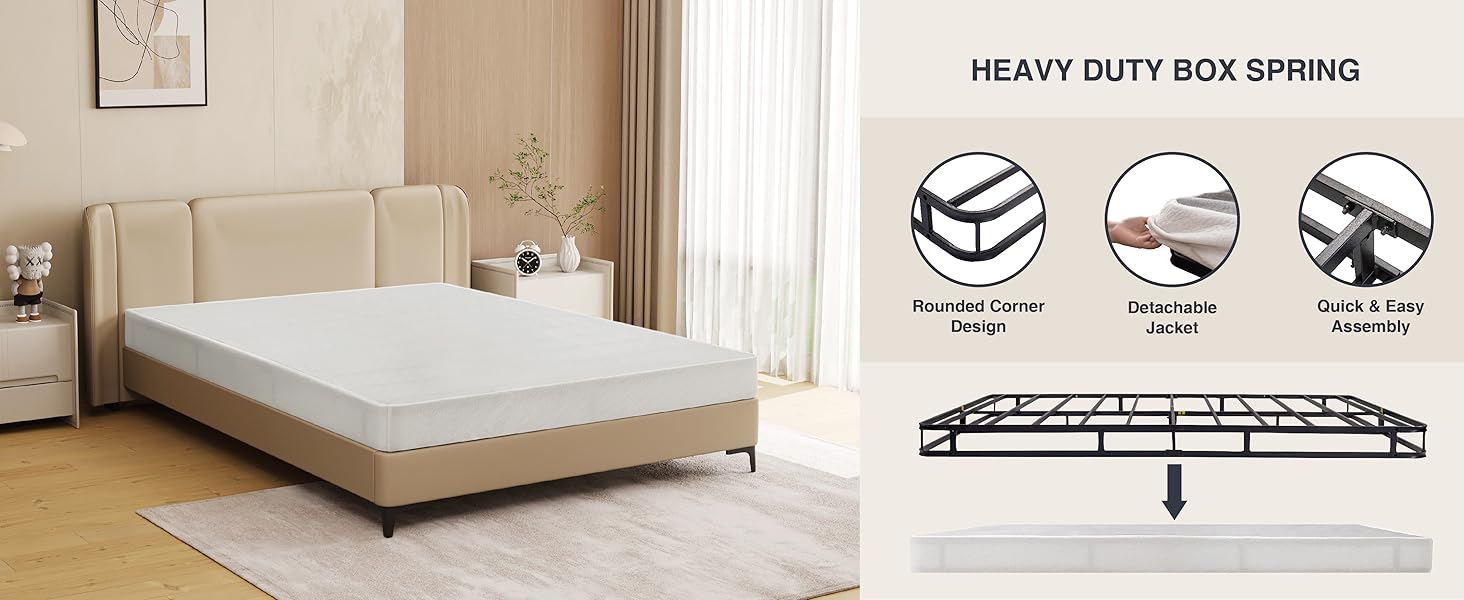 Dyonery 5 Inch Metal Box Spring with Quick Assembly, Sturdy