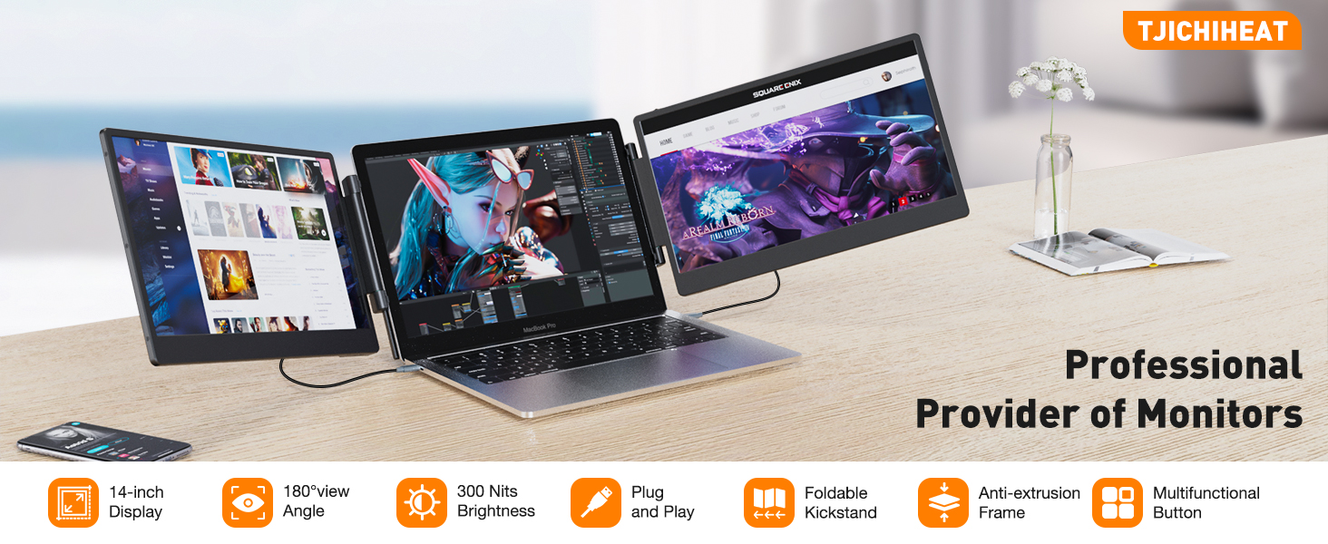 TJICHIHEAT Laptop Screen Extender S3 A+ 1 Features