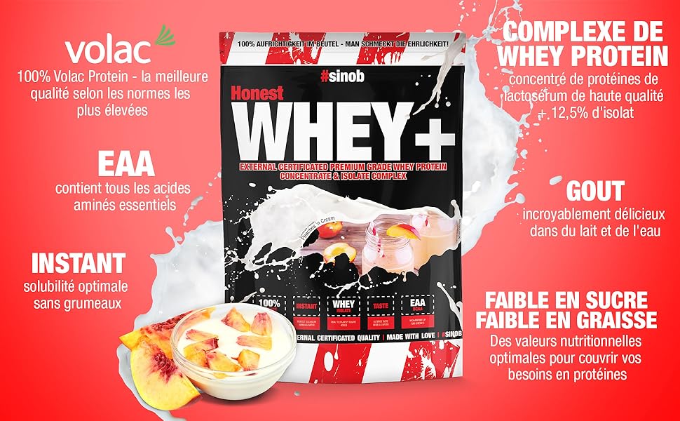 sinob Honest Whey Protein (Sans saveur/Neutre) 1 x 1000 g Whey protein isolate de 12,5