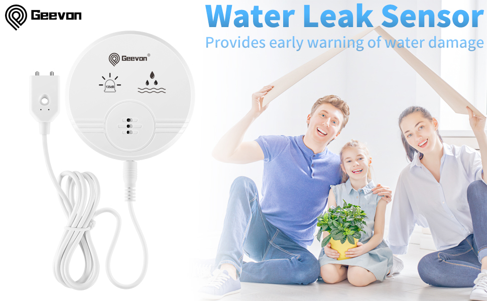 Geevon 4 Pack Water Leak Detector, 135dB Water Leak Sensor Flood
