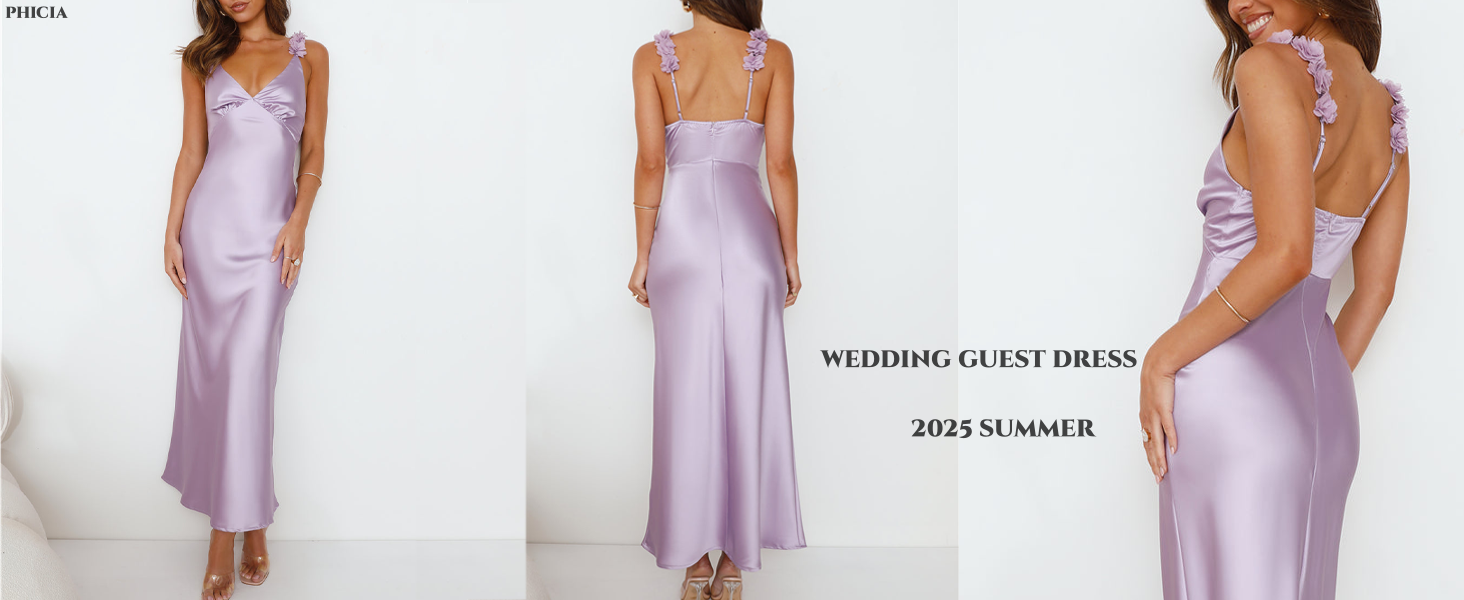 spaghetti strap v neck satin midi dress