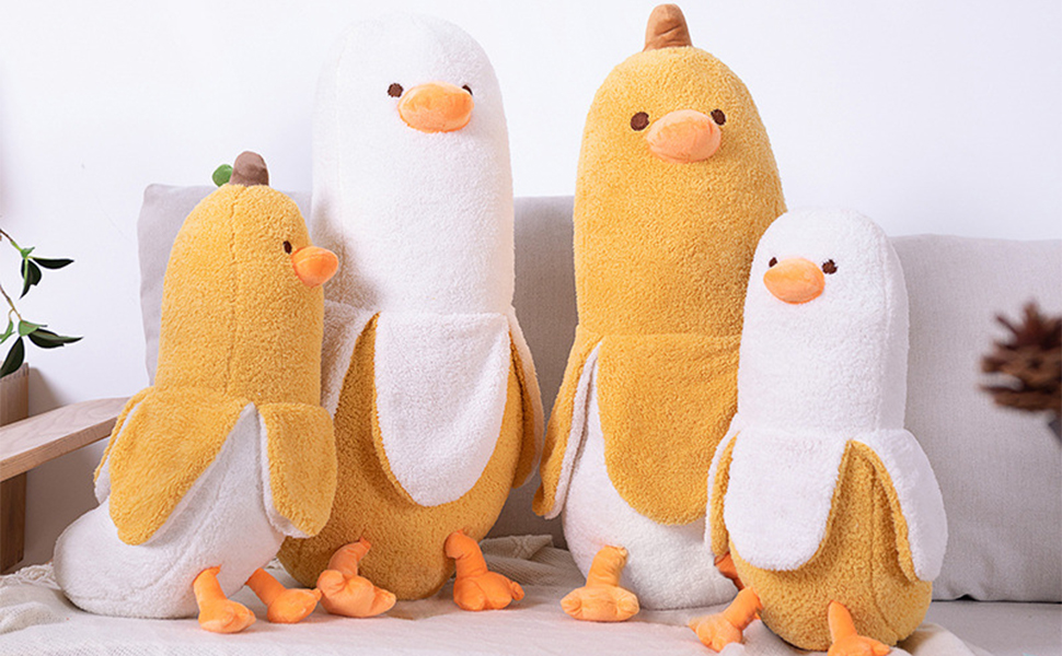 Cute Banana Duck Plush Toy, Cartoon Stuffed Animals Duck Soft Fluffy