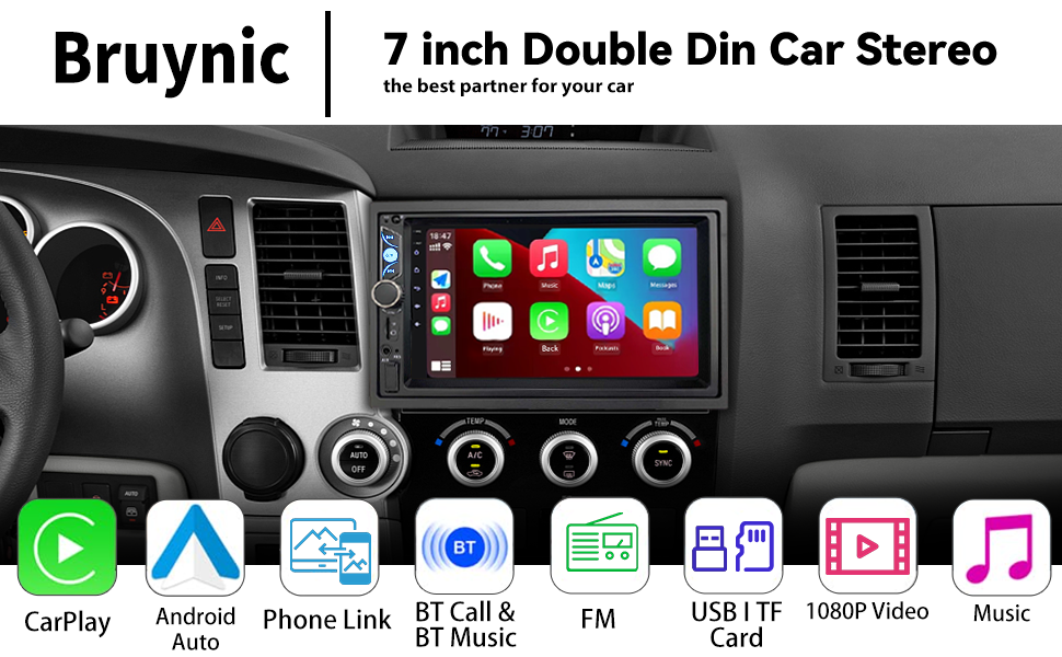 7" IPS Touchscreen Car Radio with Carplay & Android Auto