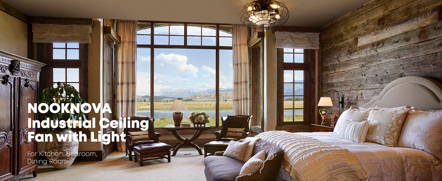 caged ceiling fan with light