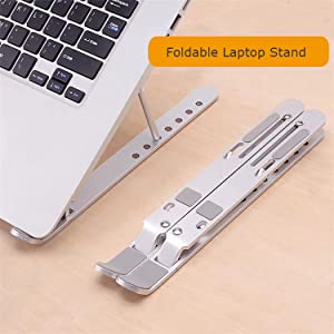 CROWNVIZ Aluminium Alloy Laptop Stand: Adjustable 7 Angles, Anti-Slip Rubber Pads, Foldable Design for 9-15.6 Inch Laptops – Perfect for Home Office, Gaming, and Travel (Silver) 4 Multiple Angle and Height Adjustment