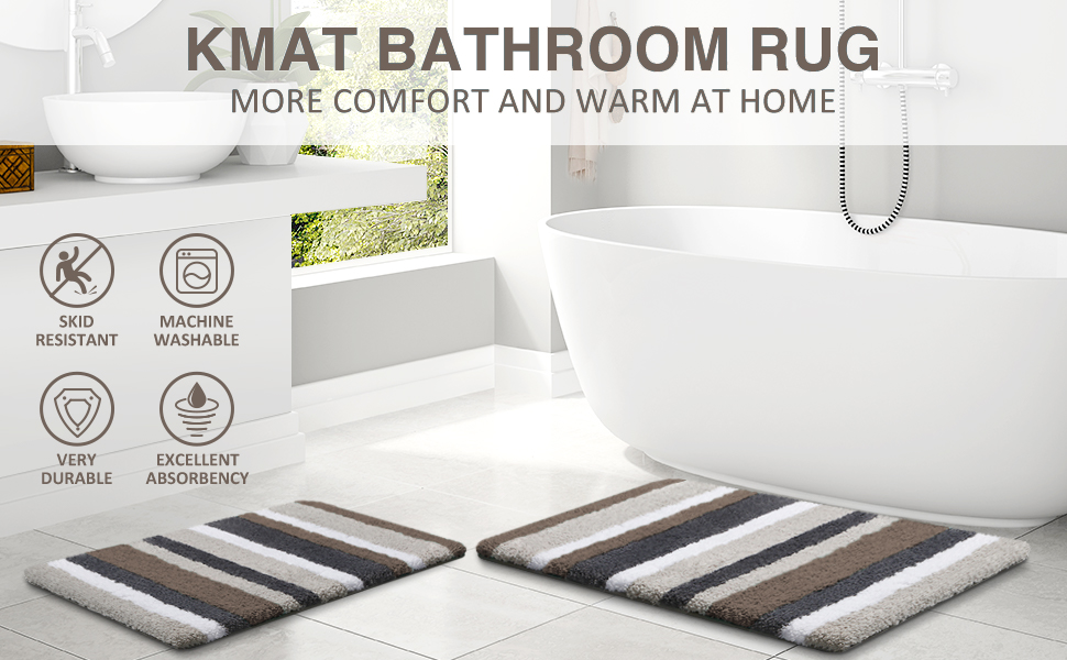 KMAT Luxury Bathroom Rugs Bath Mat,18"x26"+20"x32", Non