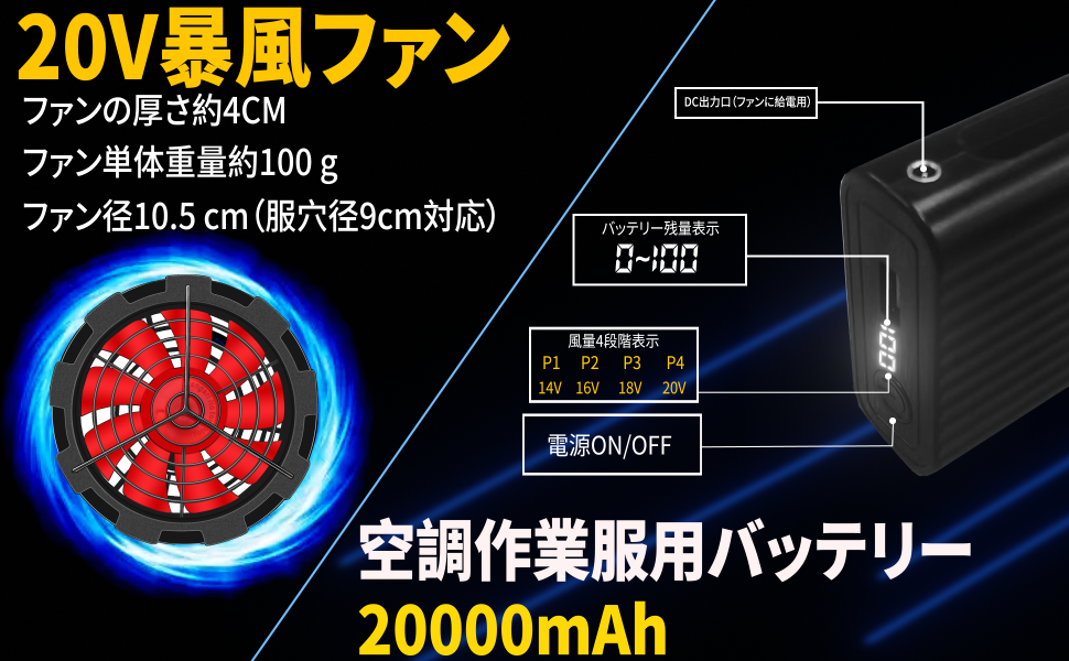 Deceny CB] ファン付きベスト 空調作業服 20V高電圧出力 - 通販