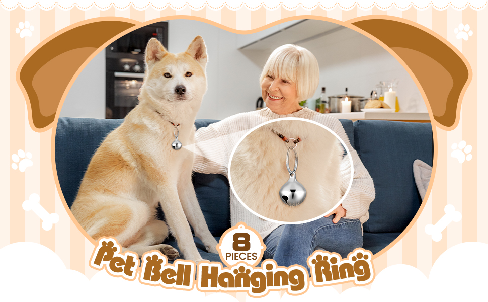 Hotop 8 Pack Collar Bells for Small Dogs Cat Bells Collar Charm for Puppy Hanging Ring Decoration Pet Pendant Accessories Anti-lost Tracker DIY Crafts for Pets Daily Use(Silver) 6 1