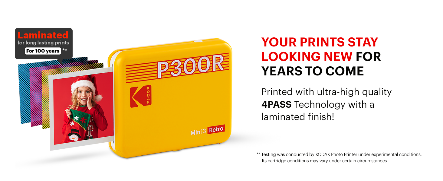 Kodak P300R Mini 3 Portable Photo Printer, Instant Bluetooth Printer